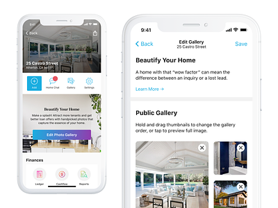 Home Profile - Edit Gallery app design finance interaction interface ios iphone mobile product real estate ui ux