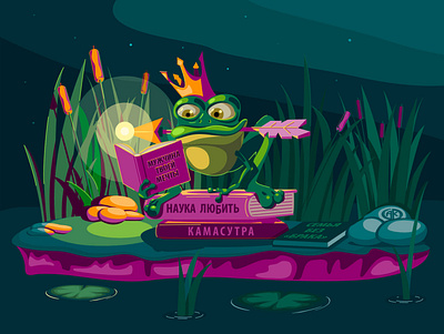 Царевна-лягушка design illustration vector ак любовь лягушка ночь отношения царевна лягушка