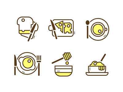 Завтрак design illustration vector ак еда завтрак иконки каша мед сыр хлеб чай яичница