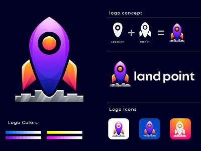 Land Point Logo Design | Modern iconic rocket logo design