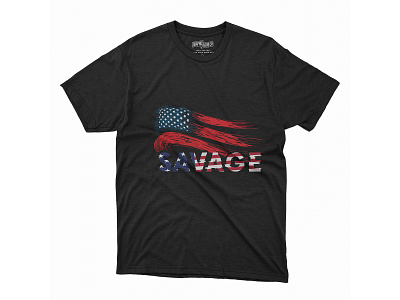 SAVAGE T shirt design for merch by amazon american flag trend