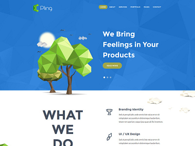 Pling - Multi-purpose responsive Bootstrap HTML template download dribbble dribbble invite invite lowpoly parallax psd psd template responsive web template webdesign website