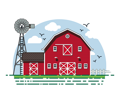 The Barn barn farm illustration landscape nature vector