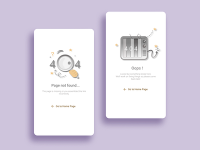 404 Error Page app design illustration ui ux