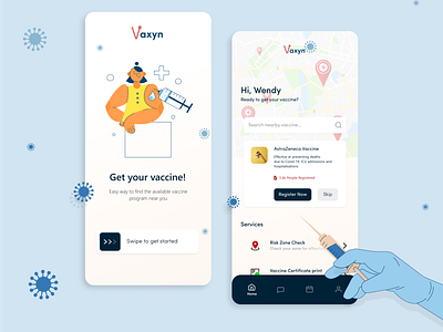 Covid vaccine app app design illustration ui ux vector