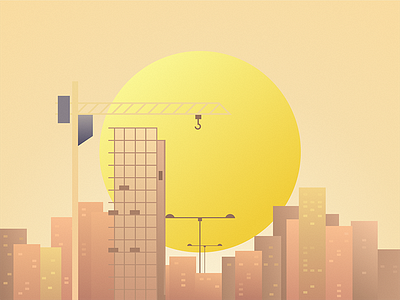 City build city sketch sun tower crane