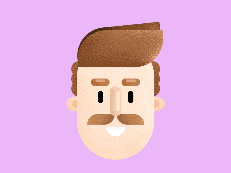 Man with mustache 2d character animation face flat illustration illustrator looping animation mustache shapes