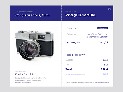 Daily UI #17 - Email Receipt