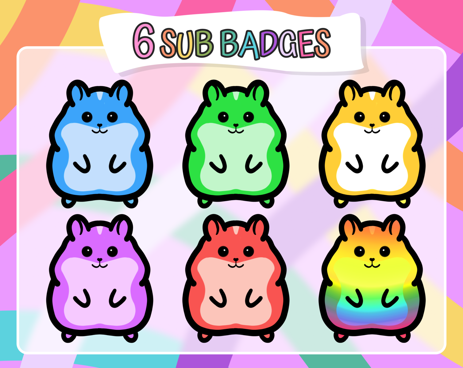 Cute Hamster Sub badges for twitch or stiker