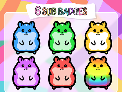 6x Hamster Sub Badges | Emotes for Streamers badges discord emotes twitch youtube