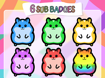 6x Hamster Sub Badges | Emotes for Streamers badges discord emotes twitch youtube