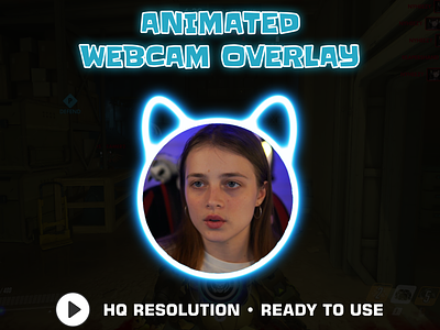 Animated Webcam Overlay for Twitch | Blue Neon Kitty by Oksana qoqsik on  Dribbble