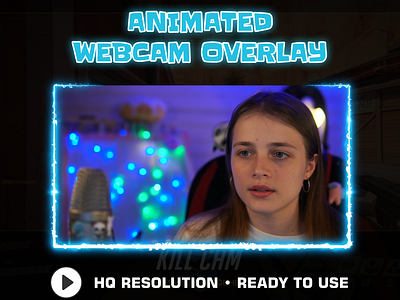 Animated Webcam Overlay for Twitch | Blue Electric frame