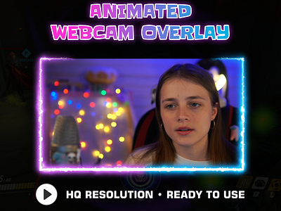 Animated Webcam Overlay for Twitch | Purple-Blue Gradient Electr