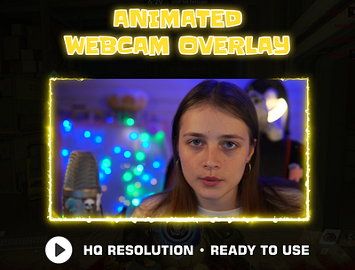 Animated Webcam Overlay for Twitch | Yellow Electric frame border camera frame overlay stream twitch youtube