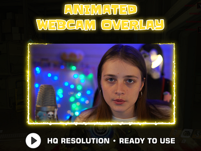 Animated Webcam Overlay for Twitch | Yellow Electric frame
