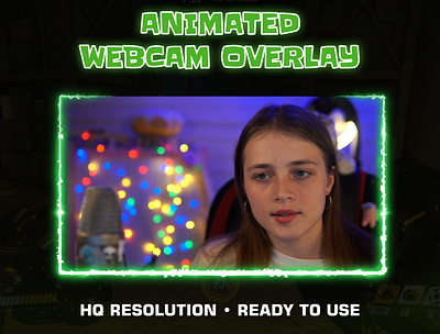 Animated Webcam Overlay for Twitch | Green Electric frame border camera frame overlay stream twitch youtube