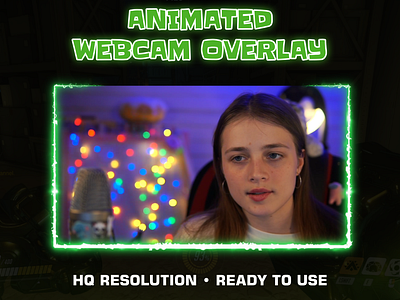 Animated Webcam Overlay for Twitch | Green Electric frame