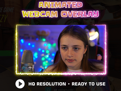 Animated Webcam Overlay for Twitch | Yellow-Purple Gradient Elec