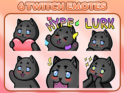 6 Black Kitty Emotes For Twitch Discord Or Youtube By Oksana Qoqsik On Dribbble