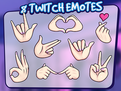 8 Hands Signs Emotes For Twitch Discord Or Youtube By Oksana Qoqsik On Dribbble