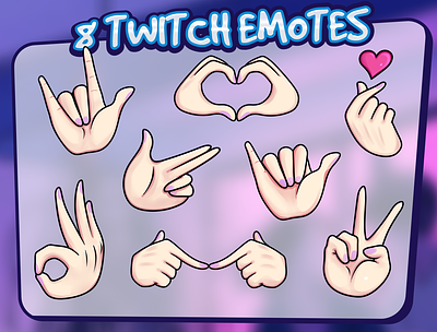 8 Hands Signs Emotes for Twitch, Discord or Youtube badges bits cheers discord emotes stream twitch youtube