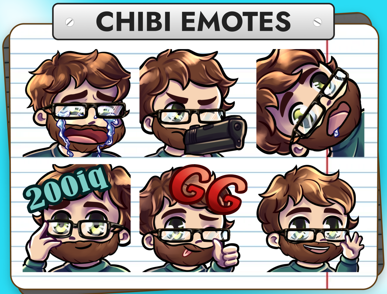 12 Brown Hair Beard And Glasses Chibi Boy Emotes For Twitch By Oksana Qoqsik On Dribbble 7574