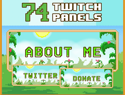 74x Garden Pixel Panels for Twitch Profile badges bits cheers customize description emotes panels profile stream twitch