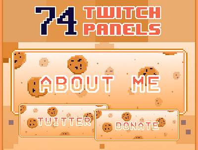 74x Cookies Pixel Panels for Twitch Profile badges bits cheers customize description emotes panels profile stream twitch