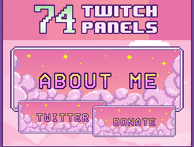 74x Clouds Pixel Panels for Twitch Profile badges bits cheers customize description emotes panels profile stream twitch