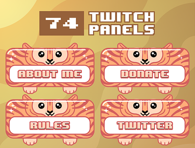 74x Cute Orange Tiger Twitch Panels for Stream profile