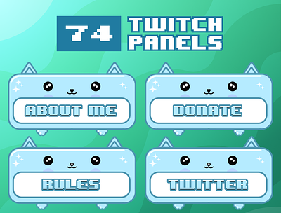 74x Cute Blue Cat Twitch Panels for Stream profile