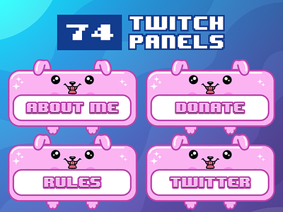 74x Cute Pink Dog Twitch Panels for Stream