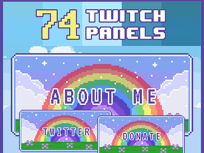 74x Rainbow Pixel Panels for Twitch Profile profile