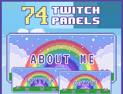 74x Rainbow Pixel Panels for Twitch Profile profile