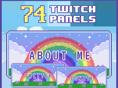 74x Rainbow Pixel Panels for Twitch Profile