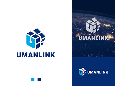 UMANLINK logo concept branding connection graphic design link logo technology telecommunication