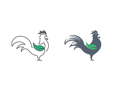 Yummy Chicken - Unused concept 2 chicken green leave line logo mascot restaurant rooster