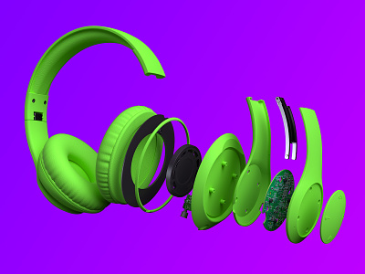 NCredible Audio Neon Headphone Deconstructions 3d audio deconstructed headphones modelling ncredible neon nick cannon rendering