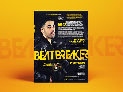 DJ Beatbreaker EPK 1 sheet beatbreaker black dj epk one sheet press kit yellow