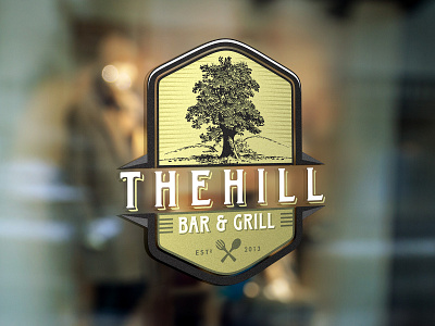 The Hill Bar & Grill Logo Design bar branding design green grill hill logo restaurant tree window