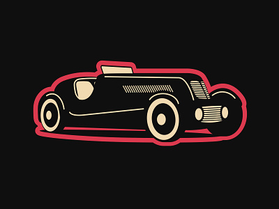 1930's Roadster black car ford illustration racecar red roadster silhouette