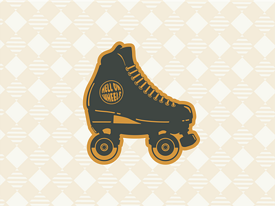 Hell on Wheels illustration mustard plaid roller skate rollerskate