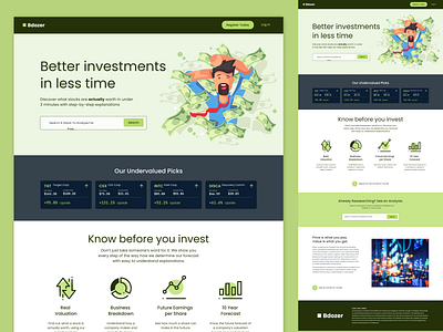 BDozer Homepage Design fintech homepage stocks trading ui ux visual identity web design website