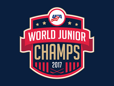 World Juniors Champs! champs hockey logo shield sports usa