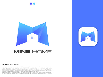 Mine Home Logo - My Initial Latter M+ Home icon.