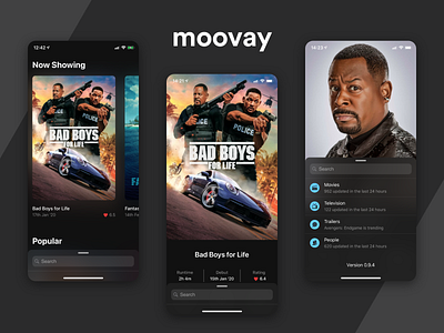 Moovay | Movie App app clean dark mode design ios movie ui
