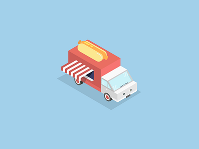Hot-dog truck food foodtruck hotdog illustration isometric truck
