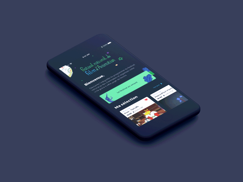 Animation festival application animation app mobile navigation principle ui ux