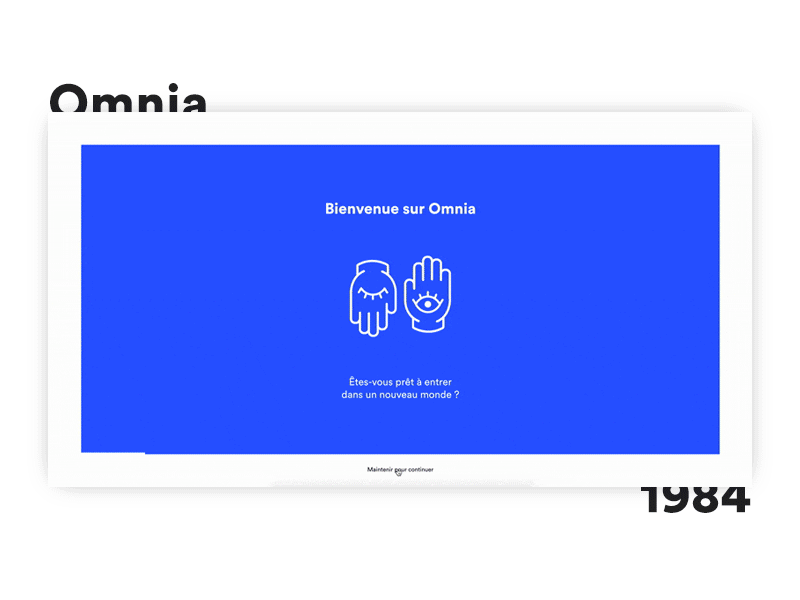 Omnia - Landing page 1984 blue design eye interaction interaction design ui